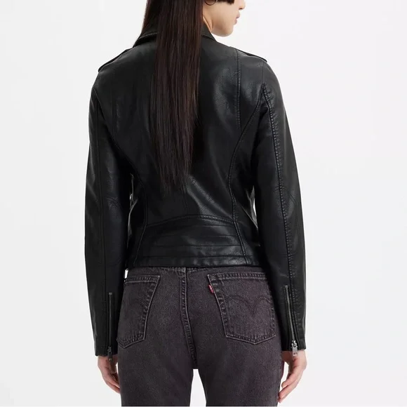 Levi's Women's Faux Leather Moto Jacket in Black Size XL Classic Fit - Picture 3 of 9